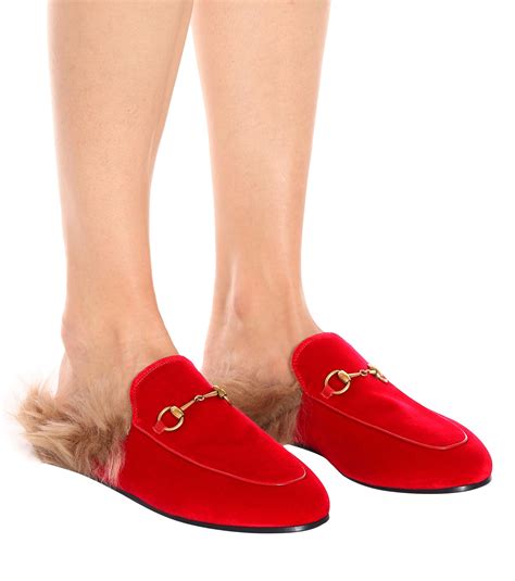 gucci fur slippers cost|gucci slippers red velvet.